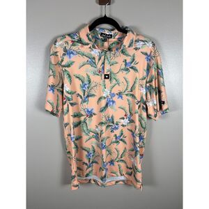 NWT Bad Birdie Men’s Core Polo Medium | Flora Fiesta Golf Shirt Short Sleeve